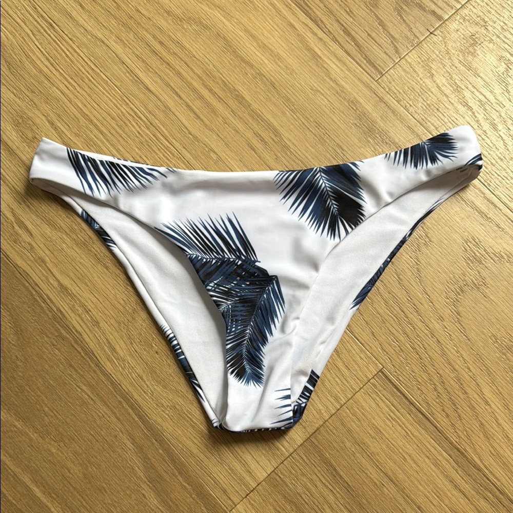 Black and White Tropical Palm Leaf Bikini Bottom Size Small